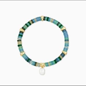 Kendra Scott Lila Gold Stretch Bracelet In Matte Sea Green